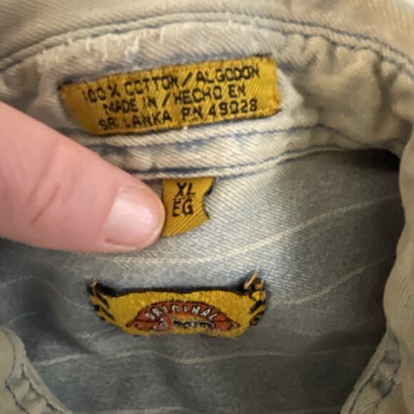 Justin Boots XL Denim Shirt Is Railroad Pinstripe Shacket Western Cowboy Snap - Picture 8 of 16